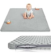 Huloo Sleep Baby Floor Play Mat for Playpen, Extra Thick 50"x50" Padded Mat with Ultra Soft 3D Mi...