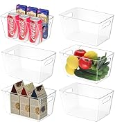 BALEINE Refrigerator Organizers and Storage Bins, 6 PK Plastic Clear Storage Bins, BPA Free Freez...