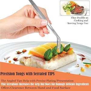 Premium Quality Stainless Steel Food Presenting Garnishing Decorating Plating Tweezer Tongs BBQ Tong