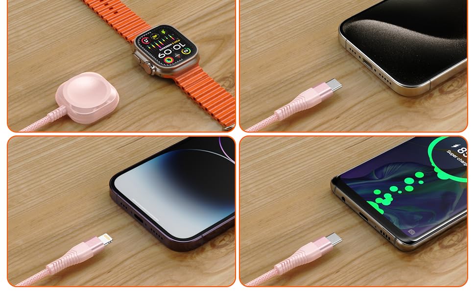 MFI Certified Fast Charging for iPhones & USB-C Devices.Speed matters