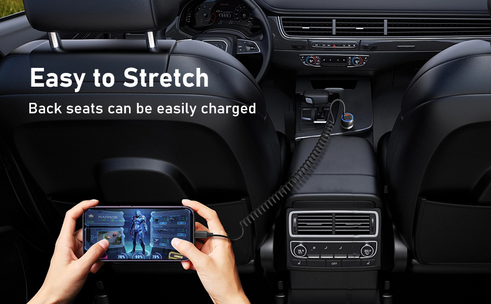 Retractable type c Car Charger Cord