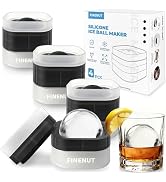 FINENUT Easy Release Ice Ball Maker Mold, 4 Pack, 2.5 Inch Large Round Ice Cube Mold for Whiskey ...