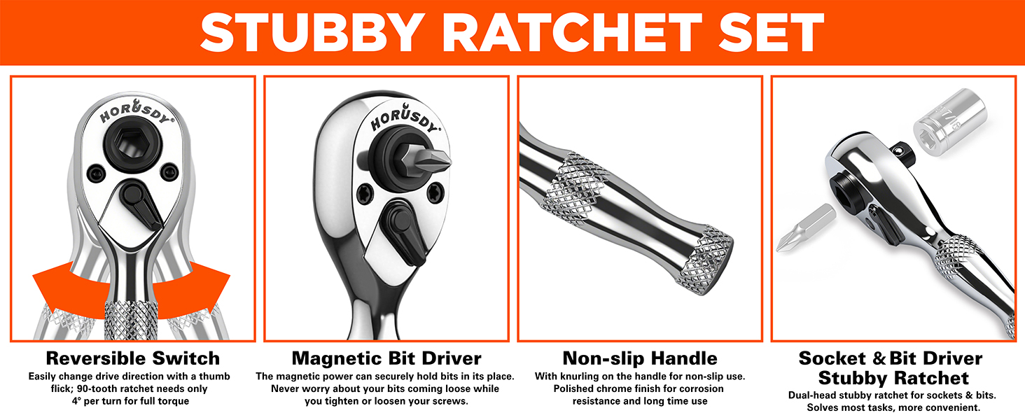 1/4-Inch Stubby Ratchet Wrench Set