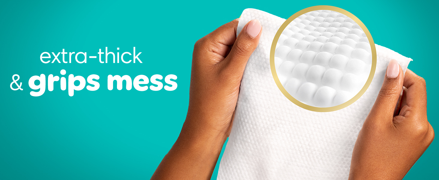 Extra-thick and grips mess. Shows wipe texture