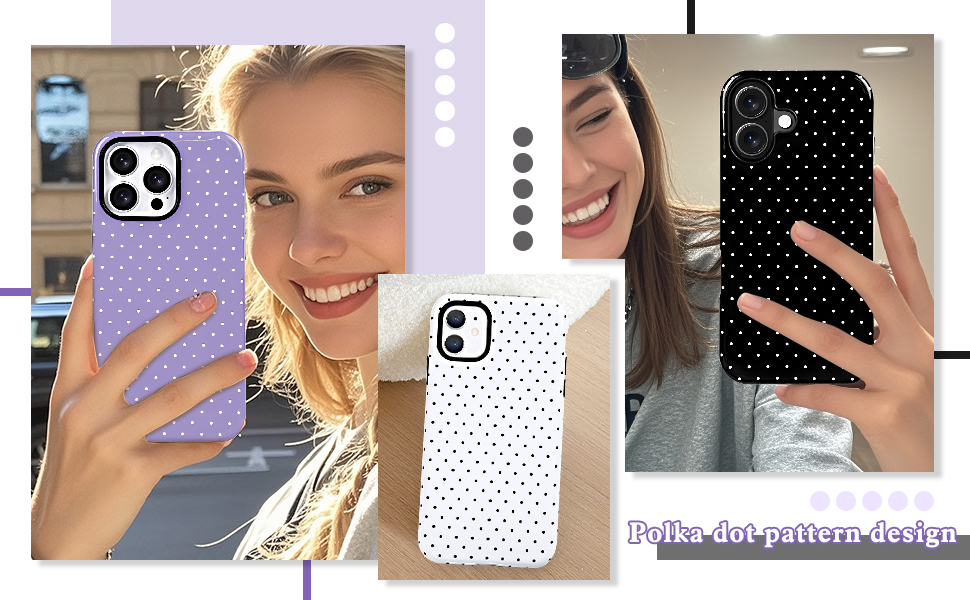 Lovmooful Compatible for iPhone Case Cute Aesthetics Polka Dot with Bright Design for Girls Women