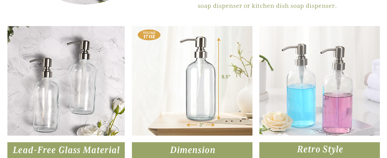 Elegant bathroom soap dispenser décor Glass soap dispenser with pump Clear Soap Dispenser with pump