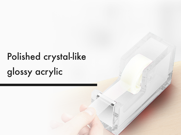 Acrylic tape dispenser Clear tape Silver Non-slip Heavy-duty Modern Desk Organizer Cute Office Gift