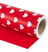 WRAPAHOLIC Reversible Valentine's Day Wrapping Paper - Mini Roll - 17 Inch X 33 Feet - Red Love H...