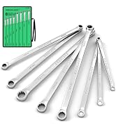 SWANLAKE GARDEN TOOLS 8-Piece Extra Long Double Box-End Wrench Set, Premium 12-Point Metric 8–24 ...