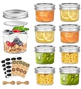TUZAZO 4 oz Mini Mason Jars with Lids 8 Pack, 4oz Small Glass Mason Canning Jars for Jam Jelly Yo...