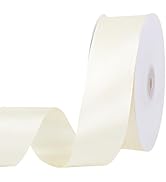 Ivory Ribbon 1 1/2 inch 60 Yards Double Faced Cream Satin Ribbon for Flower Bouquet Making Leis G...