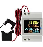 KETOTEK Power Meter Single Phase, 2 Channels, Energy Meter DIN Rail Electricity Usage Monitor wit...