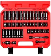 SONIGEKO 48-Piece 3/8" Drive Impact Socket Set CR-V Steel | SAE (5/16 to 3/4 inch) and Metric (8-...