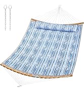SUPERJARE 12 FT Quilted Fabric Hammock with Detachable Pillow, 2 Person Hammock with Spreader Bar...