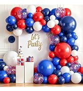 Red Blue White Balloon Arch Kit,Navy Pearl Blue Balloon Dark Blue Red White Balloons Garland with...