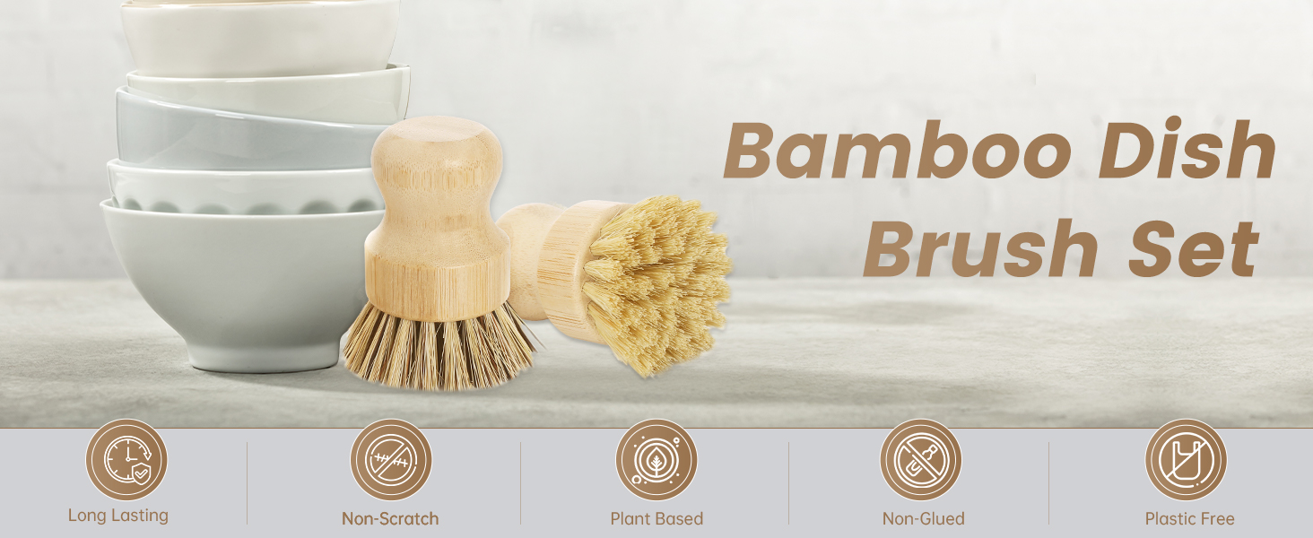 bamboo dish brush set