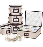 punemi Fine China Storage Containers, 5-Piece Hard Shell Set for Moving | Quilted dish protectors...
