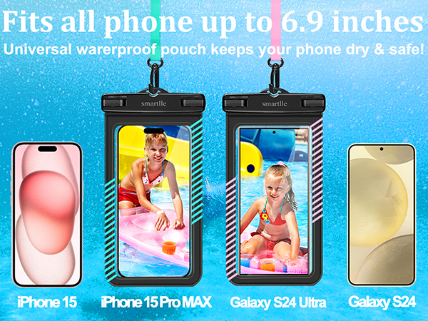 waterproof phone protector pouch iphone water case holder necklace under water park pool Vacation
