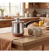 Turkish Coffee Pot,18oz Stainless Steel Stovetop Coffee Maker with Lid | 450ml,Versatile Pot Exce...