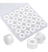 UzecPk 25pcs Thread for Sewing, Polyester Sewing Machine Threads, White Prewound Bobbins Size A S...