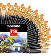 BOSOBO Paint Brushes Set, 10 Pack 100 Pcs Round Pointed Tip Paintbrushes Nylon Hair Artist Acryli...