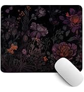 PaJiaNi Dark Cottagecore Mouse Pad,Black Floral Mouse Pads,Vintage Wildflower Desk Mat Purple Bot...