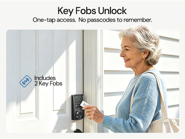 Key Fobs Unlock one-tap access without the need to remember passwords
