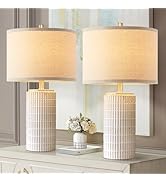 AIEAMPDO 23'' Set of 2 Modern Ceramic Table Lamps for Living Room Bedroom, Nightstand Farmhouse B...