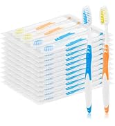 Zhjianup 100 PCS Disposable Toothbrushes Individually Wrapped Bulk Toothbrush Pack, Medium Soft T...