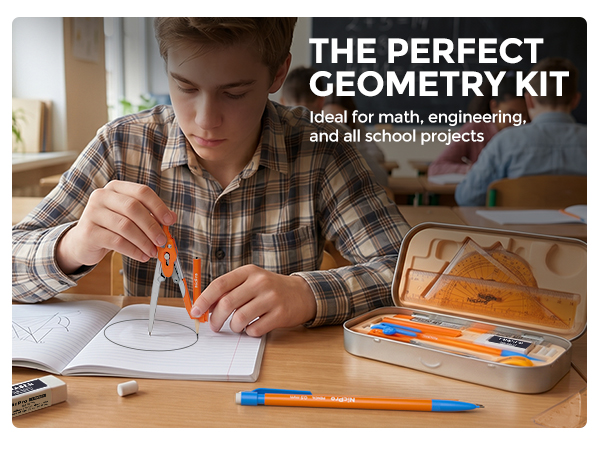 Nicpro 17 PCS Compass Geometry Set for Students
