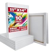 Stretched Canvas for Painting,10Pack 11X14 Inch Stretched White Blank Canvas,8 Oz Triple Primed 5...