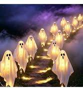 3-Pack & Solar Powered Ghost Halloween Decorations Outdoor, Auto On/Off | Waterproof 3-Pack Solar...
