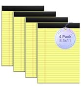 4 Pack Yellow Notepads 8.5x11 Yellow Legal Pads 30 Sheets Perforated Yellow Pads Paper Wide Ruled...