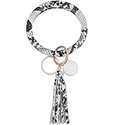 CALFOVERA Large Circle PU Leather Keychain Bracelet Round Leather Wristlet Key Ring Wrist Keyring...