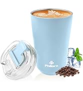 PHILORN Travel Coffee Mug 12 OZ Tumbler, Insulated Coffee Mug with Lid, Coffee Thermos for Hot & ...
