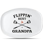 R HORSE Grandpa Grill Platter Gift Daddy BBQ Serving Tray White Oval Dishes Plate Grandpa Dad Men...
