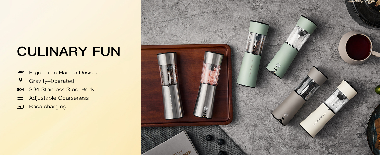 gravity electric salt and pepper grinder set