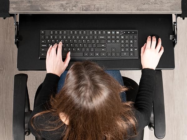 Clamp-on Keyboard Tray with Swinging Height Adjustment