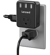 LENCENT Multi Plug Outlet Extender, 3 Outlets Splitter with 3 USB Ports, Wall Charger, 3 Prong Pl...