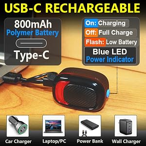 usb rechargeable long battery life runn time powered USB-C charge charging taillight bike bicycle
