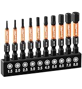 GRENPRO Allen Wrench Drill Bit Set 10pcs Metric,Impact Hex Head Screwdriver Bit Set,1/4” Hex-Shan...