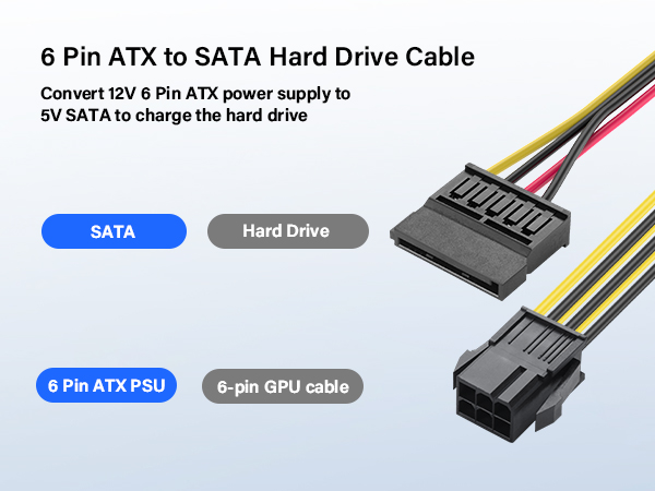 6 Pin ATX PSU to SATA IDE Hard Drive Power Supply Cable
