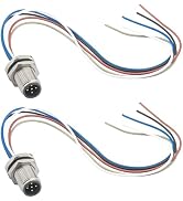 Hamadap M12 5 Pin Male Aviation Panel Front Mount Socket Connector Cable 0.2m,12mm Industrial Cir...