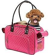 Betop House Mirror Surface Faux Leather Tote Purse Dog and Pet Carrier Travel Bag, Pink