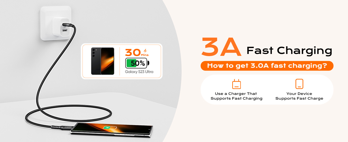 3A Fast Charging USB 3.2 Gen2 USB A to USB C Cable