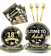 96 Pcs 18th Birthday Party Plates and Napkins Party Supplies Time To Adult 18 Years Old Birthday ...