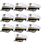 TENDYCOCO 10PCS Captain Yacht Hat Yacht Party Hats Embroidered Sailor Captain Cap 8.9 x 6 x 3.5in