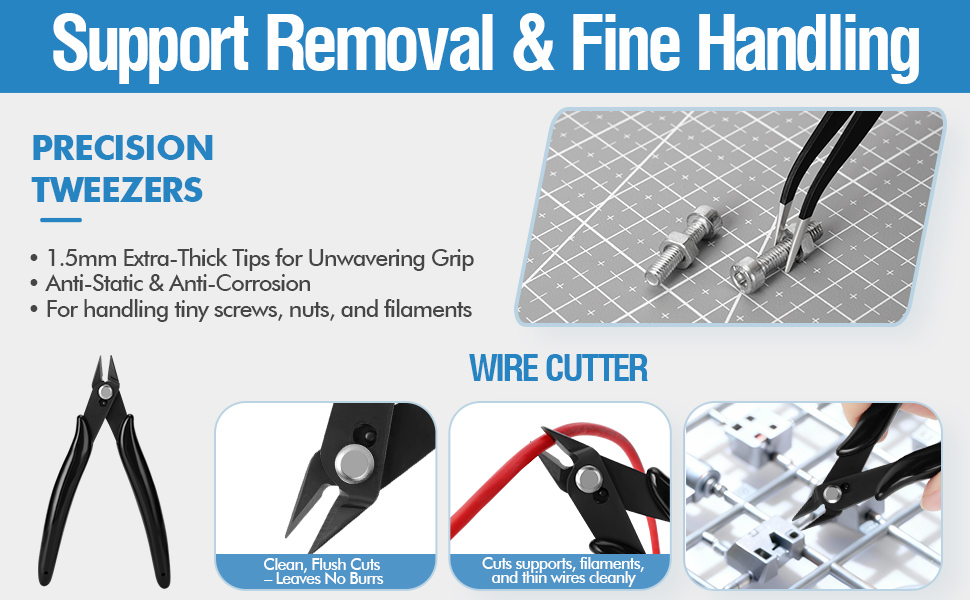 Cutter & Tweezers for 3D Printer Maintenance
