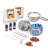 Candle Making Kit with Turkish Mosaic Holder – DIY Glass Candle Holder Craft Kit with Colorful Mo...