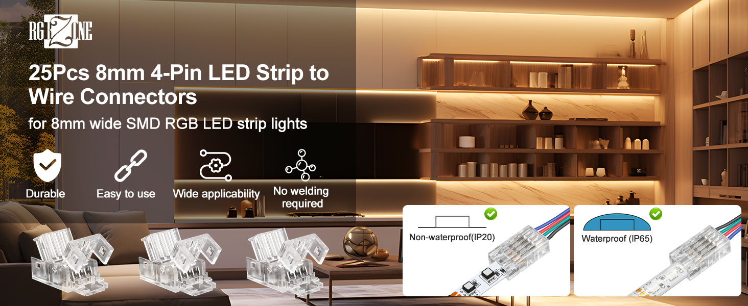 4 pin 8mm led strip connector